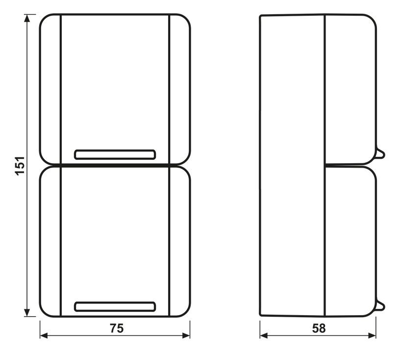 Jung 822W AP/WG SCHUKO Steckdose 2fach verdrahtet senkrecht 2Abdeckungen WG800