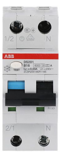 ABB DS201A-B16/0,03 FI/LS-Schalter 6kA 1P+N Typ A B 16A 30mA 2CSR255180R1165