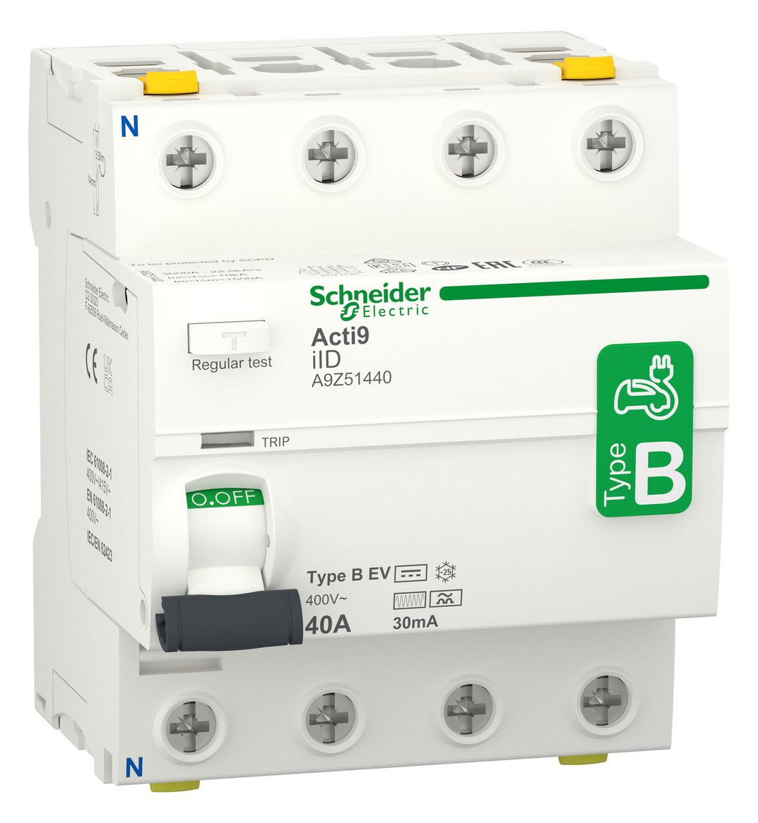 Schneider A9Z51440 FI-Schalter 4P 40A 30mA IID TYP B-EV Elektroladestation