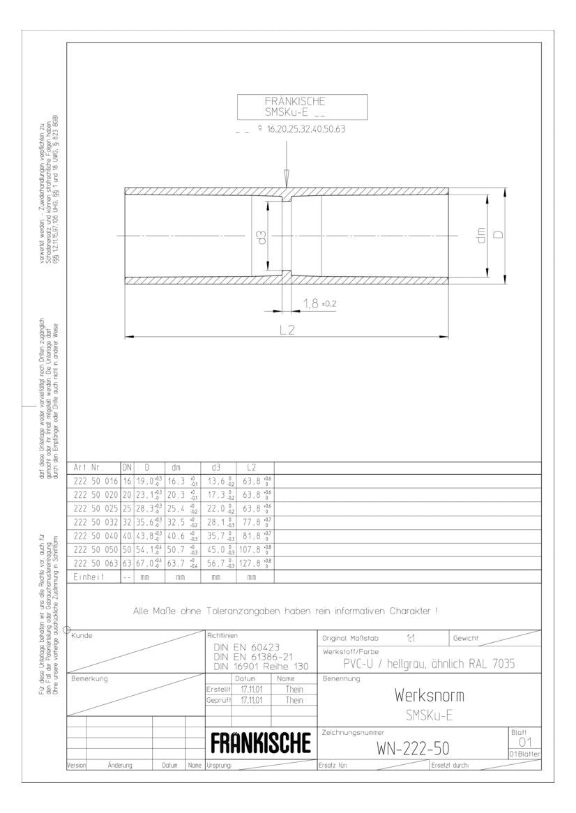 Fränkische SMSKu-E 16 grau Ku-Steckmuffe Grau (RAL 7035)