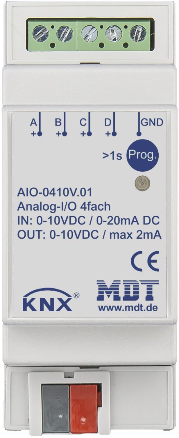 MDT AIO-0410V.01 Analog I/O 4fach 2TE REG 0-10V Ein-/Ausgang umschaltbar