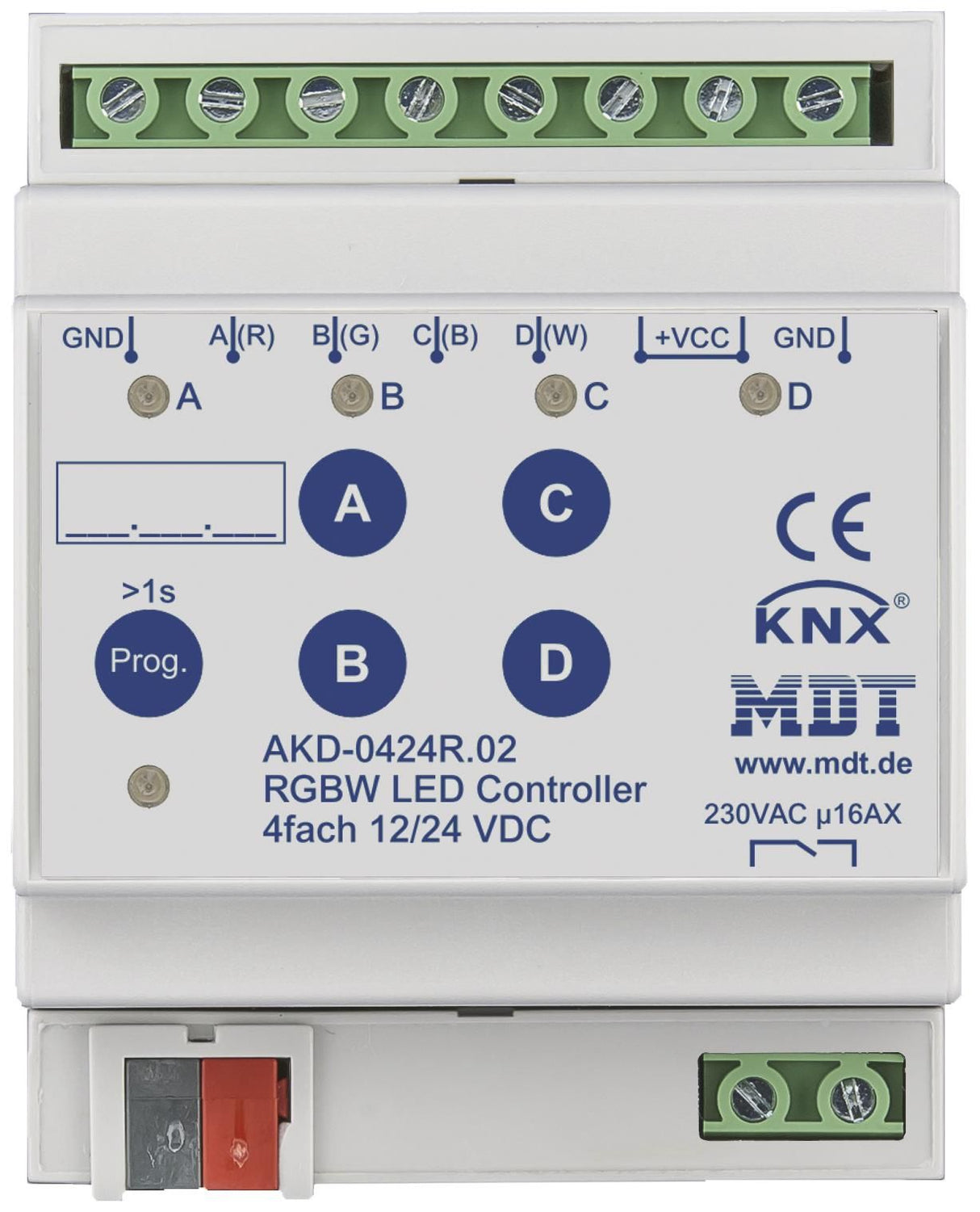 MDT AKD-0424R.02 LED Controller 4Kanal 4/8A RGBW 4TE REG