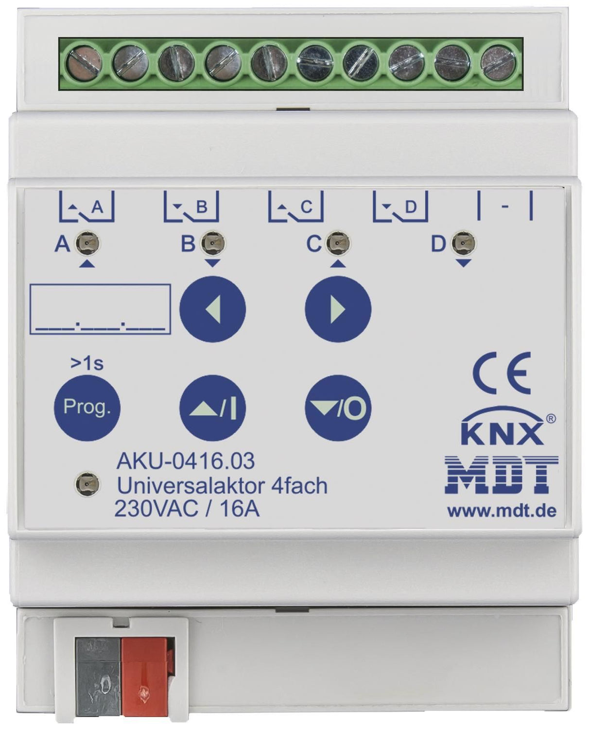 MDT AKU-0416.03 Universalaktor 4fach 4TE REG 16A 230VAC 100µF 15EVG