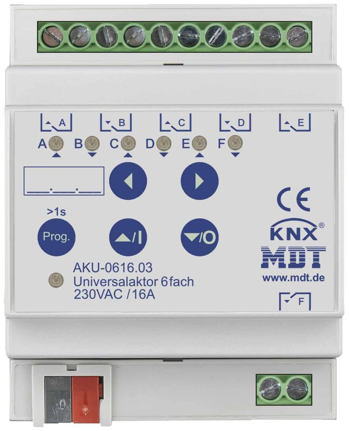 MDT AKU-0616.03 Universalaktor 6fach 4TE REG 16A 230VAC 100µF 15EVG