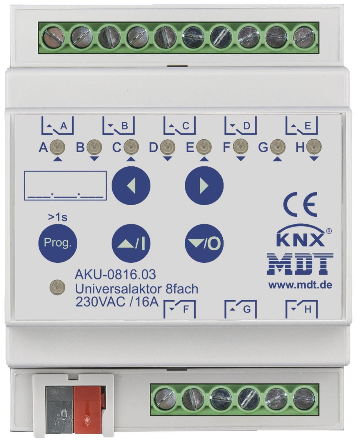 MDT AKU-0816.03 Universalaktor 8fach 4TE REG 16A 230VAC 100µF 15EVG