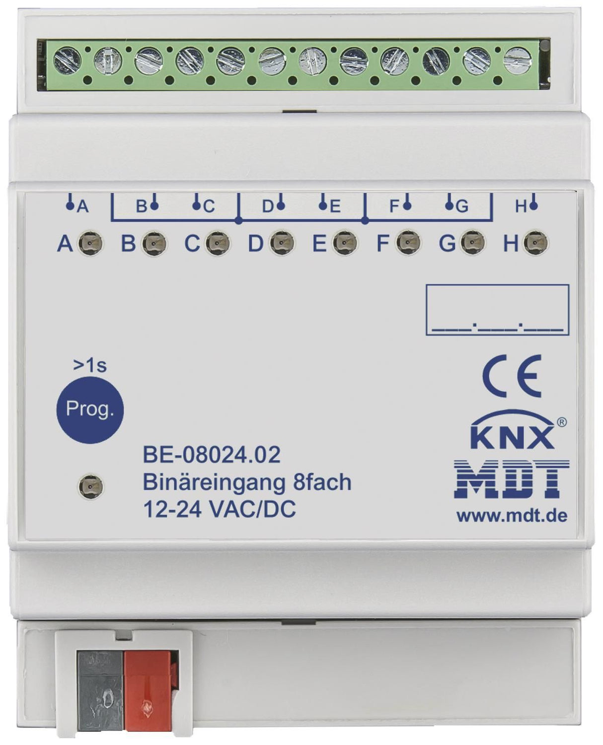 MDT BE-08024.02 Binäreingang 8fach 4TE REG 24VAC/DC