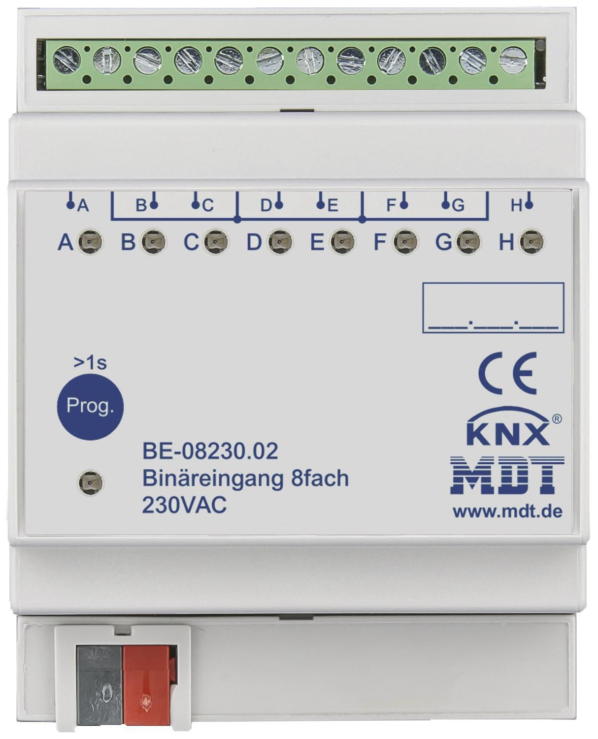 MDT BE-08230.02 Binäreingang 8fach 4TE REG 230VAC