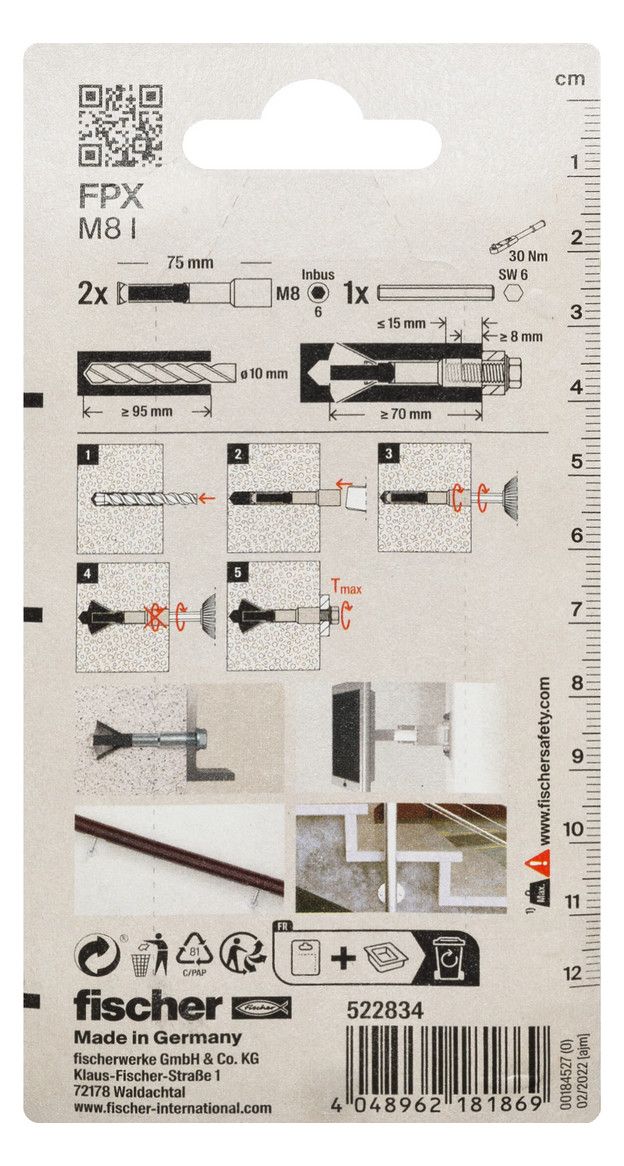 Fischer 522834 Porenbetonanker FPX-I M8