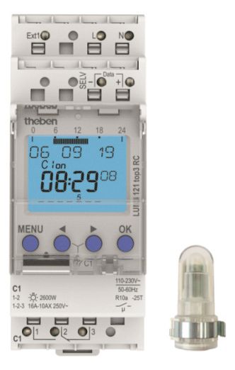 Theben LUNA 121 top3 RC AL Dämmerungss DIN Schaltuhr AufbauL. 1K RC-f.1210130