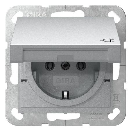 GIRA 445426 SCHUKO-Steckdose Klappdeckel System 55 Farbe Alu