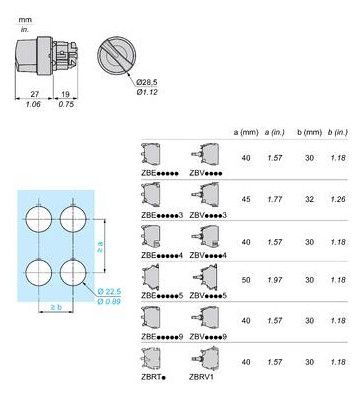 Schneider ZB4BD2 Frontelement schwarz f.Wahlschalter 2Stellungen D22mm
