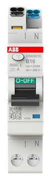 ABB DSX301CA-B16/0,03 FI/LS-Schalter 1 TE 6kA 1P+N Typ A B16 2CSR255165R1165