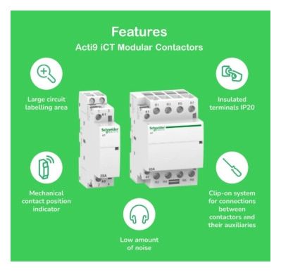 Schneider A9C20884 Inst.Schütz ICT 4S 100A 220-240VAC