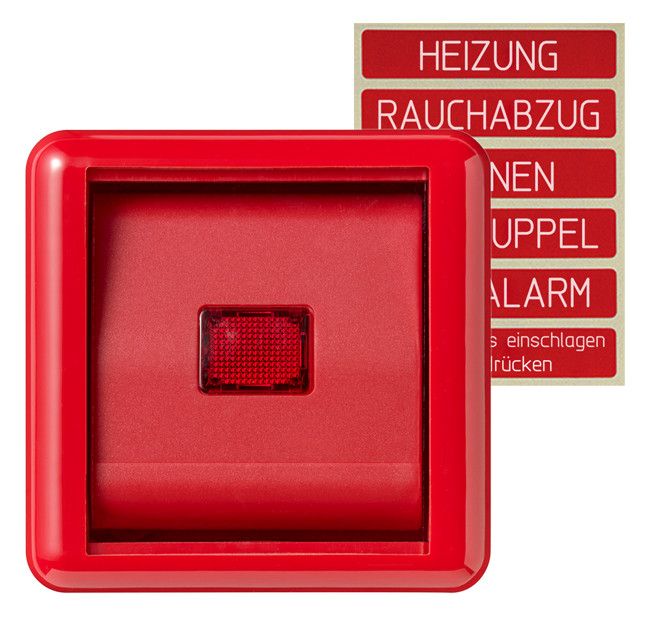 Jung 860WGLRT Abdeckung m.Glasscheibe rote Wippe+Lichtaustrittsfenster WG800