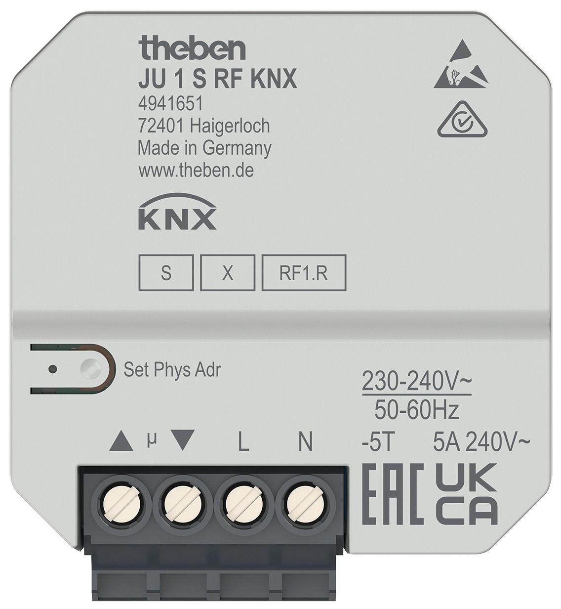 Theben JU 1 S RF KNX 1f UP-Funk-Jalousieaktor UP DS 4941651