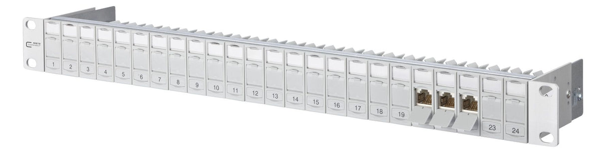 Metz 130920-E E-DAT Modul 24x8(8) 1HE Patchfeld Cat.6A lichtgrau
