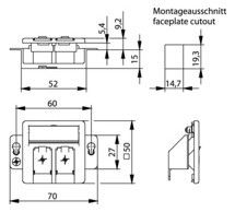 TEGA 100021416 Modulaufnahme 50x50 2fach alpinweiß