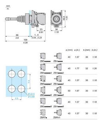 Schneider XD4PA22 Joystick 2Richtungen m.Rückzug Nullst. Hebel 54mm D22 Metall