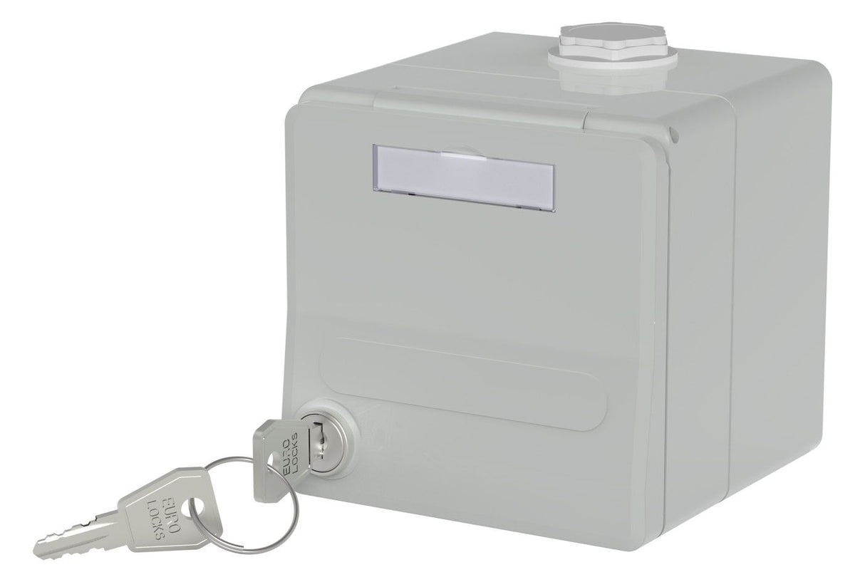 Metz 1309470003KI IP44 Modul-AP-Gehäuse m.Klappdeckel u.Schloss grau 2 Port