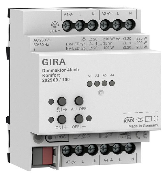 GIRA 202500 Dimmaktor 4fach REG Komfort KNX Secure