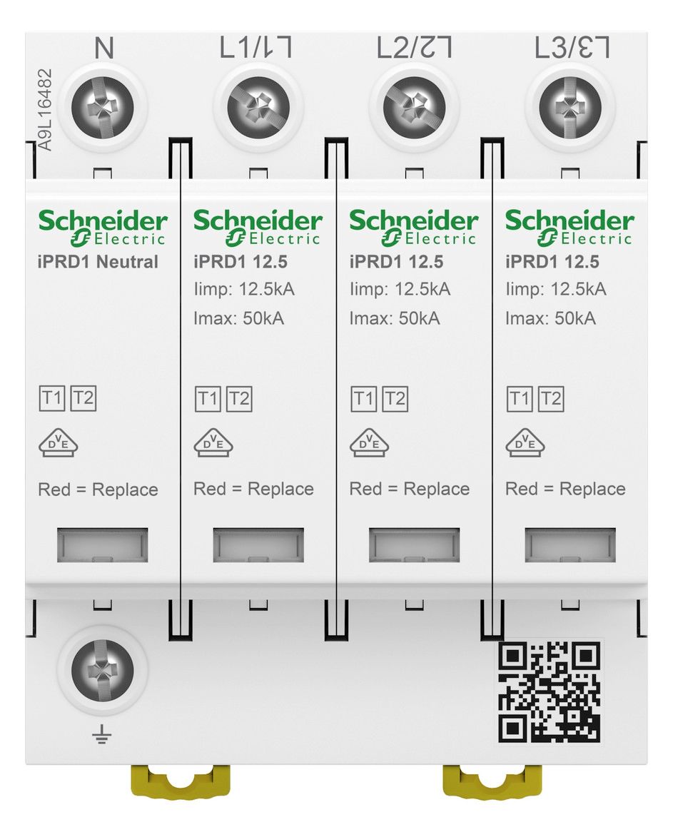 Schneider A9L16482 Kombiableiter Typ 1+2, Acti9 iPRD1 12.5r, 3P+N, 400V AC