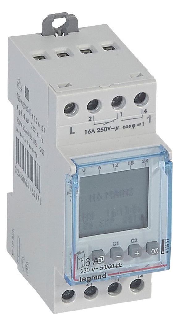 Legrand 412657 AlphaRex³ D22 230VAC digital Astrozeitschaltuhr 2-Kanal 2TE
