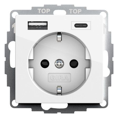 GIRA 245903 SCHUKO-Steckdose Shutter USB 2f Typ A/C System 55 Reinweiß gl.