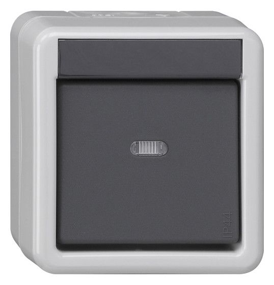 GIRA 515130 Taster-BA 1fach Kontroll- fenster+ 1-Punkt KNX WG AP IP44 Grau
