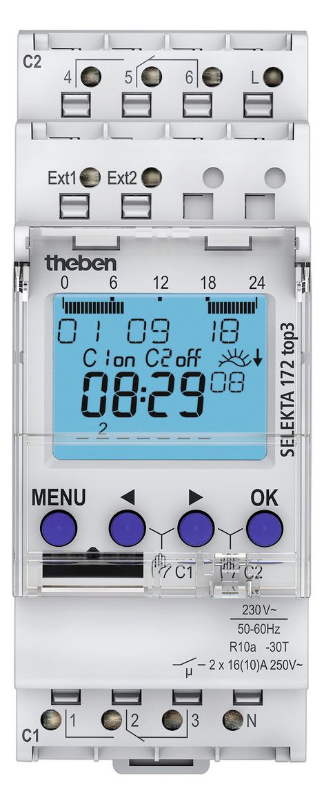 Theben SELEKTA 172 top3 Zeitschaltuhr dig Astro/Wochenprgm. 2K App Imp 1720130