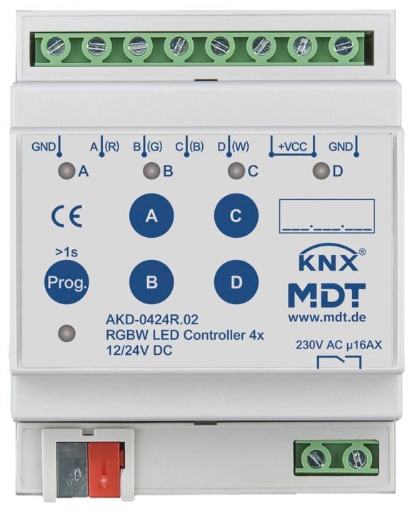 MDT AKD-0424R.02 LED Controller 4Kanal 4/8A RGBW 4TE REG