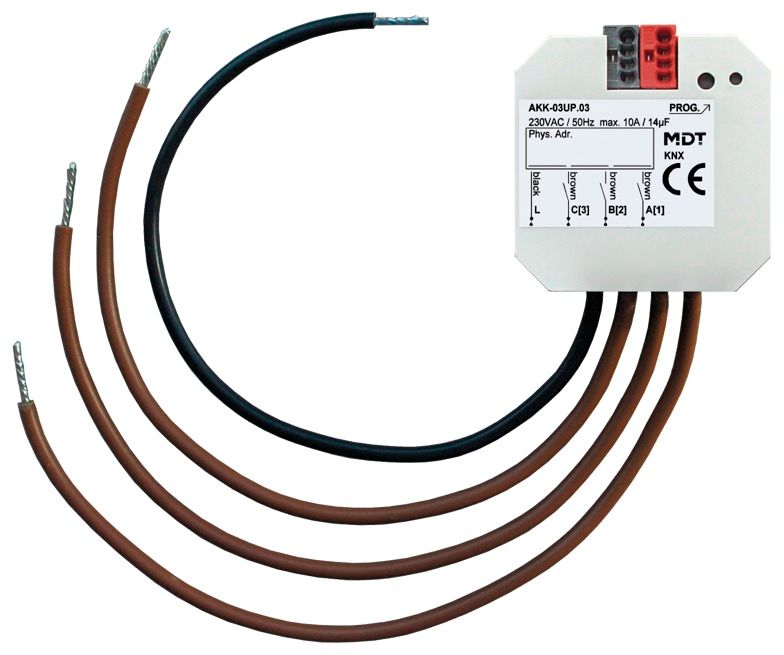 MDT AKK-03UP.03 Schaltaktor 3fach UP 10A 230VAC Kompakt 14µF 2EVG Fan coil