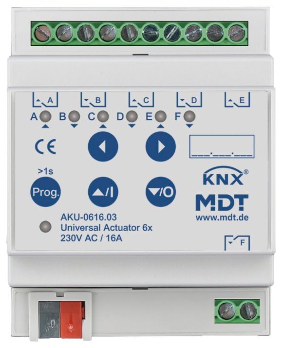 MDT AKU-0616.03 Universalaktor 6fach 4TE REG 16A 230VAC 100µF 15EVG