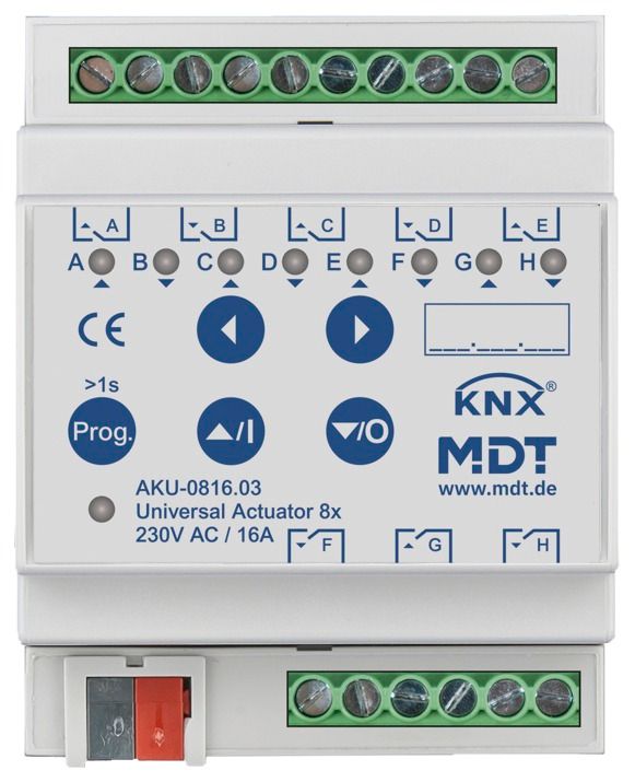MDT AKU-0816.03 Universalaktor 8fach 4TE REG 16A 230VAC 100µF 15EVG