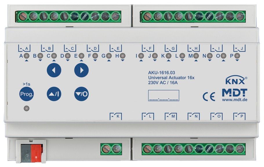MDT AKU-1616.03 Universalaktor 16fach 8TE REG 16A 230VAC 100µF 15EVG