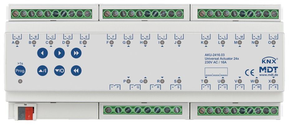MDT AKU-2416.03 Universalaktor 24fach 12TE REG 16A 230VAC 100µF 15EVG