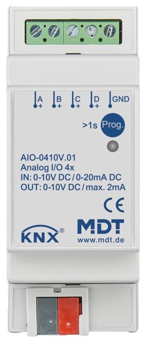 MDT AIO-0410V.01 Analog I/O 4fach 2TE REG 0-10V Ein-/Ausgang umschaltbar