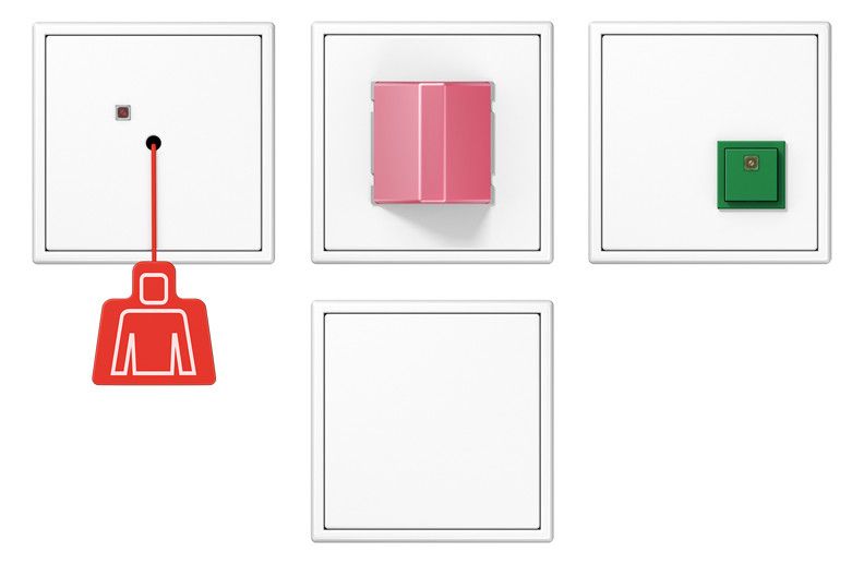 Jung NRSLS0834WW Notrufset m.Zug/Abstell taster,Rufmodul,Netzteil alpinweiß