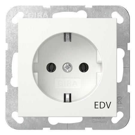 GIRA 445803 SCHUKO-Steckdose Aufdruck EDV System 55 Reinweiß glänzend