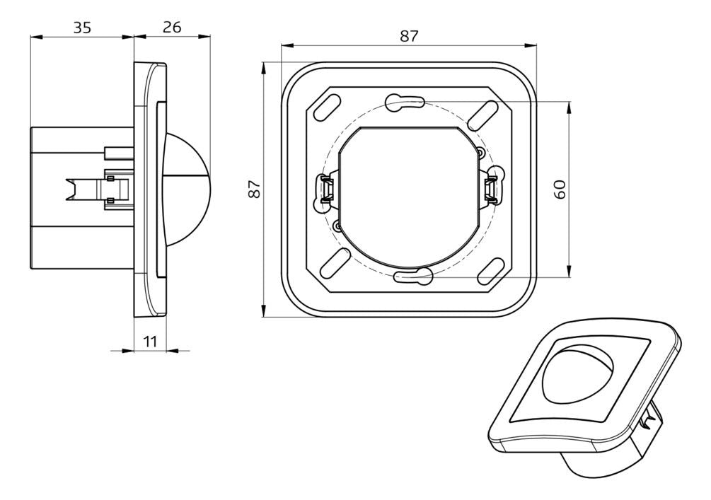 BEG 92623 Indoor 180-R m.Rahmen weiß LUXOMAT Bewegungsmelder Unterputz