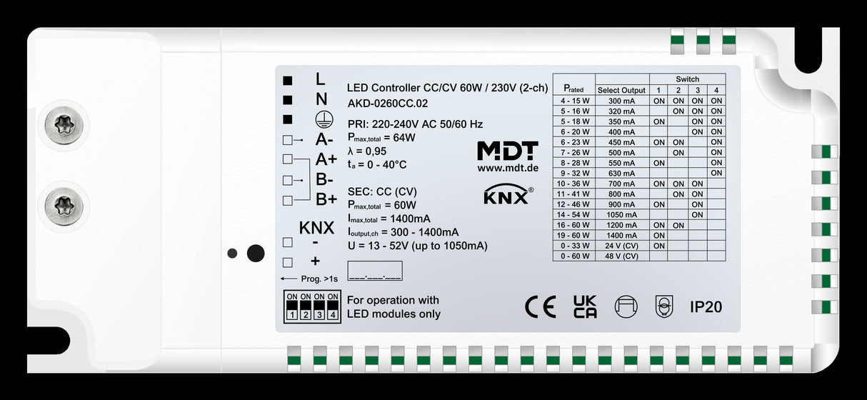 MDT AKD-0260CC.02 LED Controller 2Kanal CC/CV 60W 230V