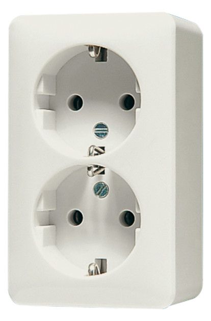 Jung 6022A AP-SCHUKO Steckdose 2fach 61x102x47mm AP600 weiß