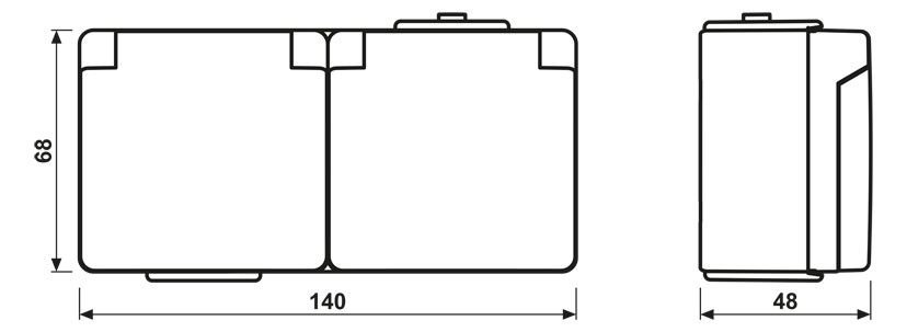 Jung 622WW AP/WG SCHUKO Steckdose 2f verdrahtet waagerecht WG600