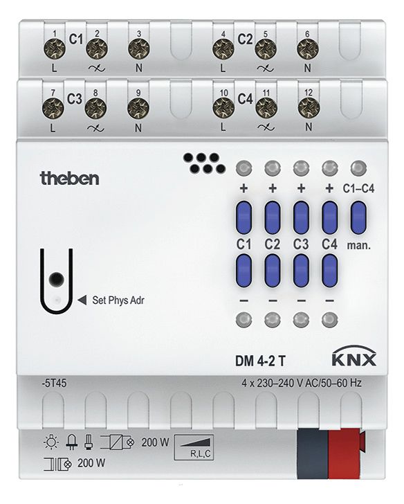 Theben DM 4-2 T KNX 4f KNX-Univ.- Dimmaktor 200W TP Data Secure 4940280