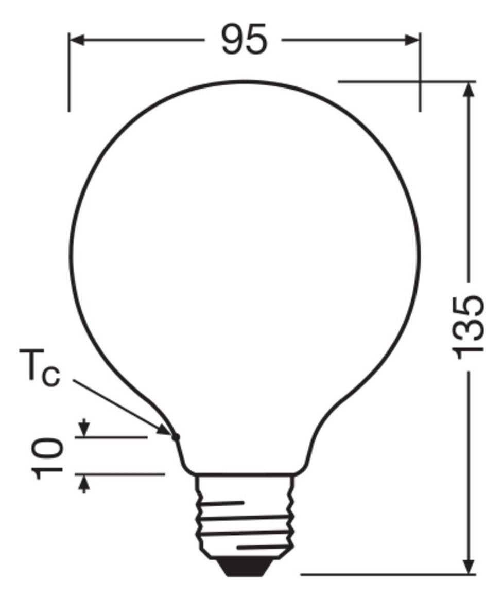Ledvance LED CLASSIC GLOBE DIM P 7.5W 827 FIL FR E27 1055lm 2700K LED-Ballform