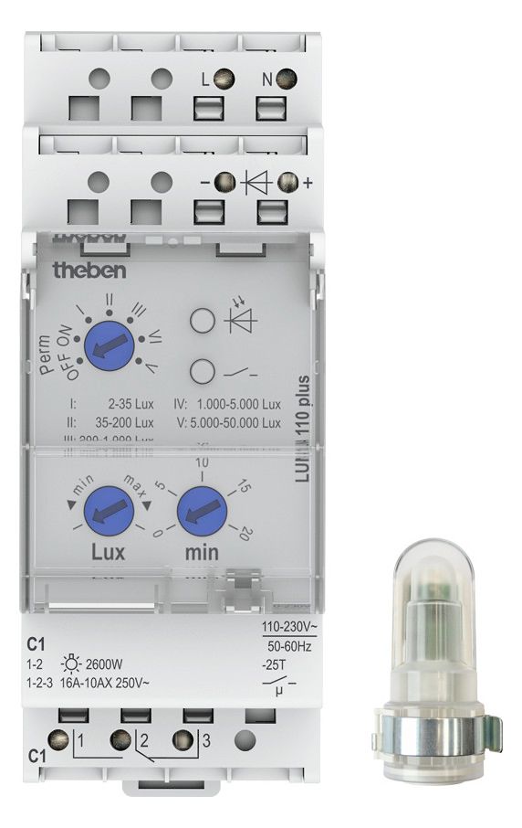 Theben LUNA 110 plus AL Dämmerungsschal. DIN Aufbau-Lichts 2 TE einstell.1100910