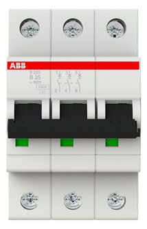 ABB S203-B25 Sicherungsautomat B-Char., 6 kA, 25A, 3P