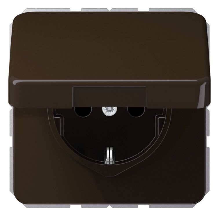 Jung CD1520BFKLBR SCHUKO Steckdose Klappdeckel bruchsicher braun