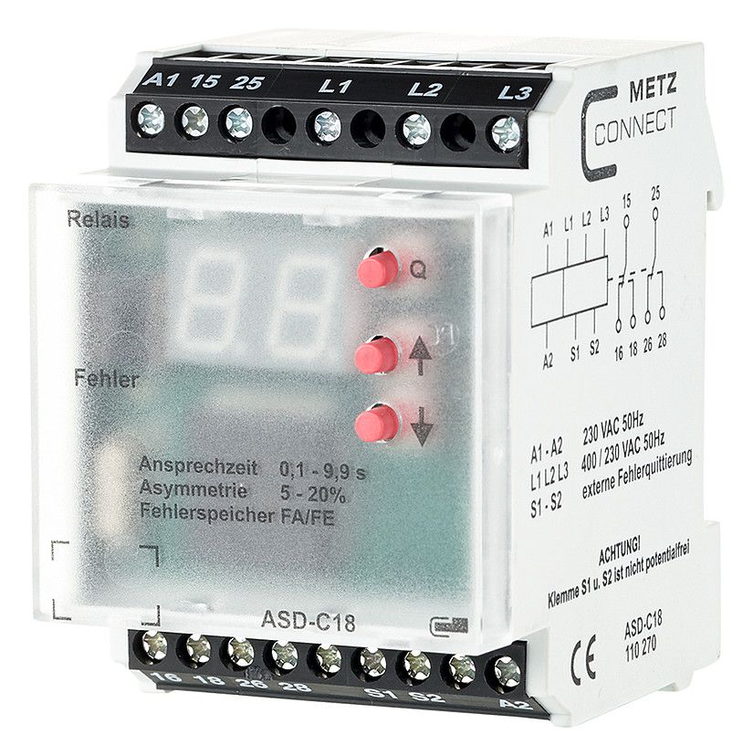 Metz 110270 ASD-C18 Überwachungsrelais 9,9sec Phasenüberwachungsrelais