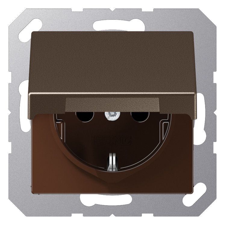 Jung A1520BFKLMO SCHUKO Steckdose m.Klappdeckel mokka
