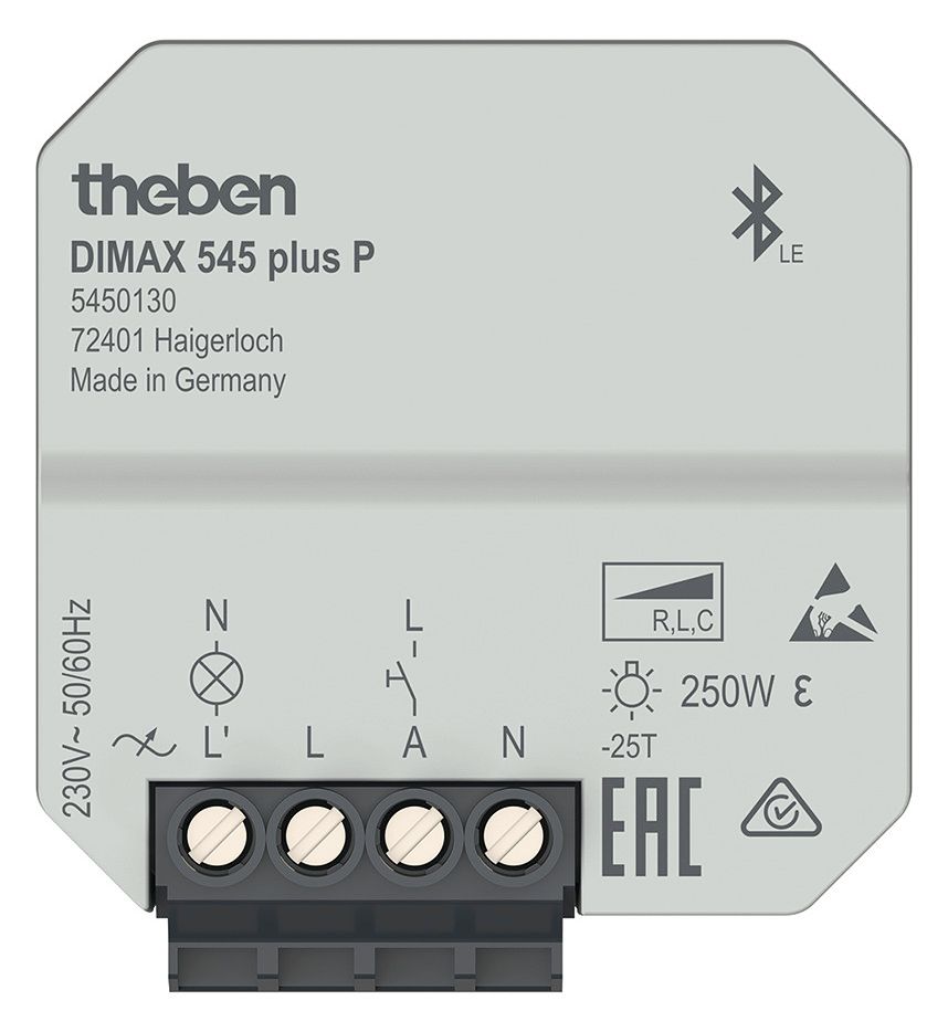 Theben DIMAX 545 plus P Univ.dimmer UP 250W LED R-/L-/C-Lasten 5450130
